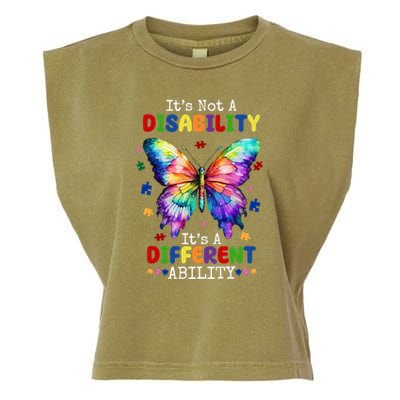 Its Not A Disability Its A Different Ability Autism Butterfly Garment-Dyed Women's Muscle Tee