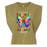 Its Not A Disability Its A Different Ability Autism Butterfly Garment-Dyed Women's Muscle Tee