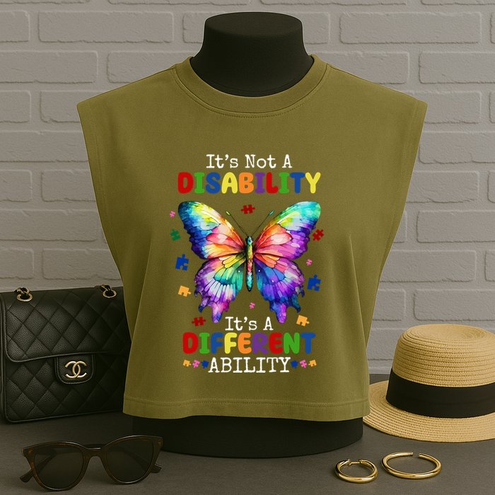Its Not A Disability Its A Different Ability Autism Butterfly Garment-Dyed Women's Muscle Tee
