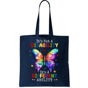 Its Not A Disability Its A Different Ability Autism Butterfly Tote Bag