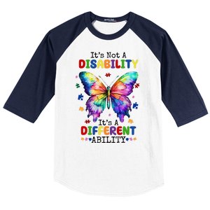 Its Not A Disability Its A Different Ability Autism Butterfly Baseball Sleeve Shirt