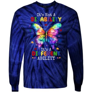 Its Not A Disability Its A Different Ability Autism Butterfly Tie-Dye Long Sleeve Shirt