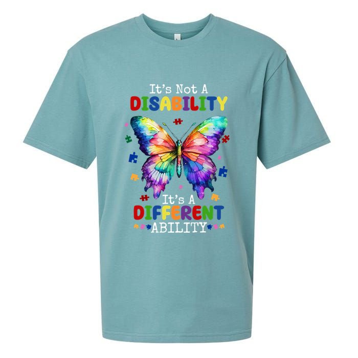 Its Not A Disability Its A Different Ability Autism Butterfly Sueded Cloud Jersey T-Shirt