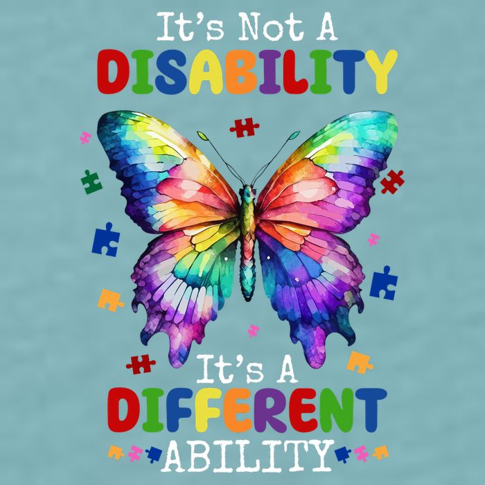 Its Not A Disability Its A Different Ability Autism Butterfly Sueded Cloud Jersey T-Shirt