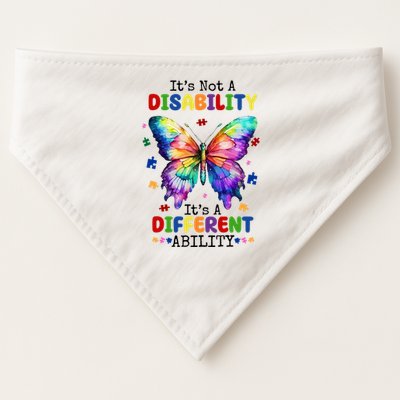 Its Not A Disability Its A Different Ability Autism Butterfly USA-Made Doggie Bandana