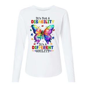 Its Not A Disability Its A Different Ability Autism Butterfly Womens Cotton Relaxed Long Sleeve T-Shirt