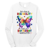 Its Not A Disability Its A Different Ability Autism Butterfly Long Sleeve Shirt