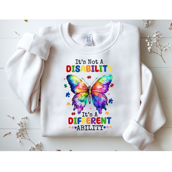 Its Not A Disability Its A Different Ability Autism Butterfly Sweatshirt