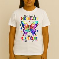Its Not A Disability Its A Different Ability Autism Butterfly T-Shirt