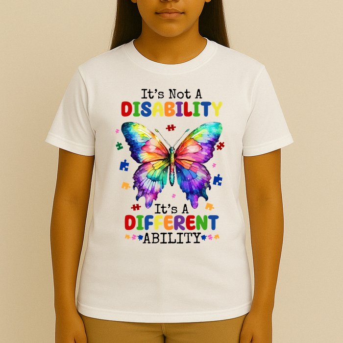 Its Not A Disability Its A Different Ability Autism Butterfly T-Shirt
