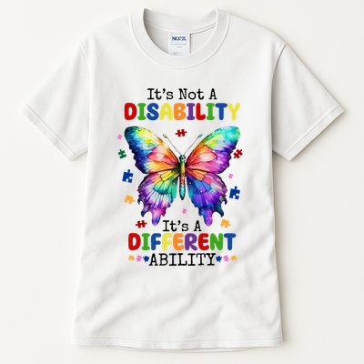 Its Not A Disability Its A Different Ability Autism Butterfly Tall T-Shirt