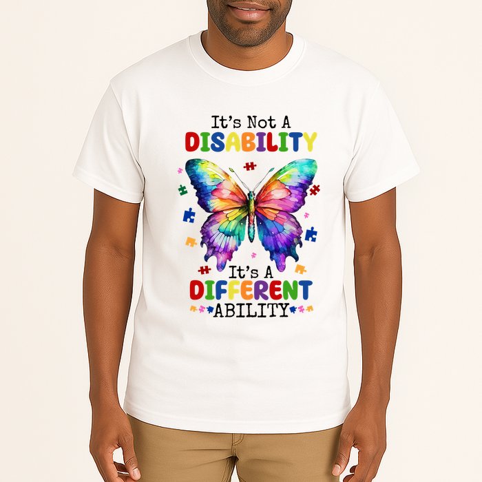 Its Not A Disability Its A Different Ability Autism Butterfly Tall T-Shirt