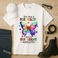 Its Not A Disability Its A Different Ability Autism Butterfly Tall T-Shirt