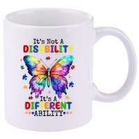 Its Not A Disability Its A Different Ability Autism Butterfly 11oz C Handle Ceramic Mug