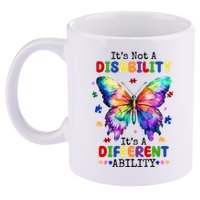 Its Not A Disability Its A Different Ability Autism Butterfly 11oz C Handle Ceramic Mug