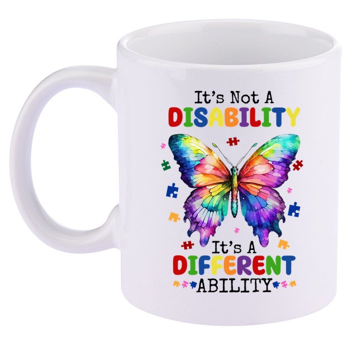 Its Not A Disability Its A Different Ability Autism Butterfly 11oz C Handle Ceramic Mug