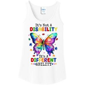 Its Not A Disability Its A Different Ability Autism Butterfly Ladies Essential Tank