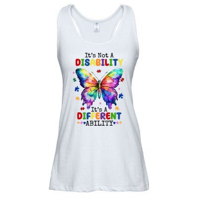 Its Not A Disability Its A Different Ability Autism Butterfly Ladies Essential Flowy Tank