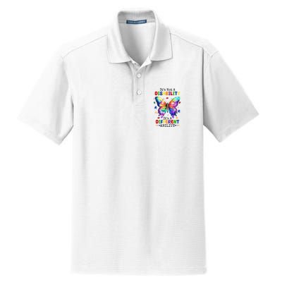 Its Not A Disability Its A Different Ability Autism Butterfly Dry Zone Grid Polo