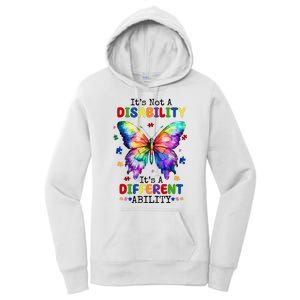 Its Not A Disability Its A Different Ability Autism Butterfly Women's Pullover Hoodie