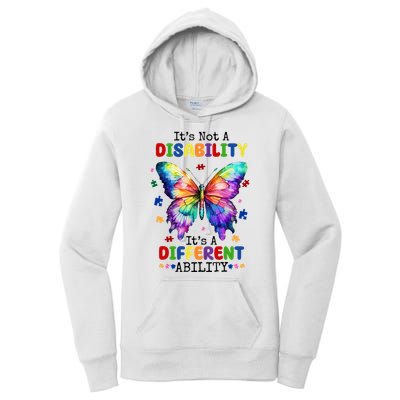 Its Not A Disability Its A Different Ability Autism Butterfly Women's Pullover Hoodie