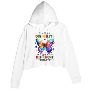 Its Not A Disability Its A Different Ability Autism Butterfly Crop Fleece Hoodie