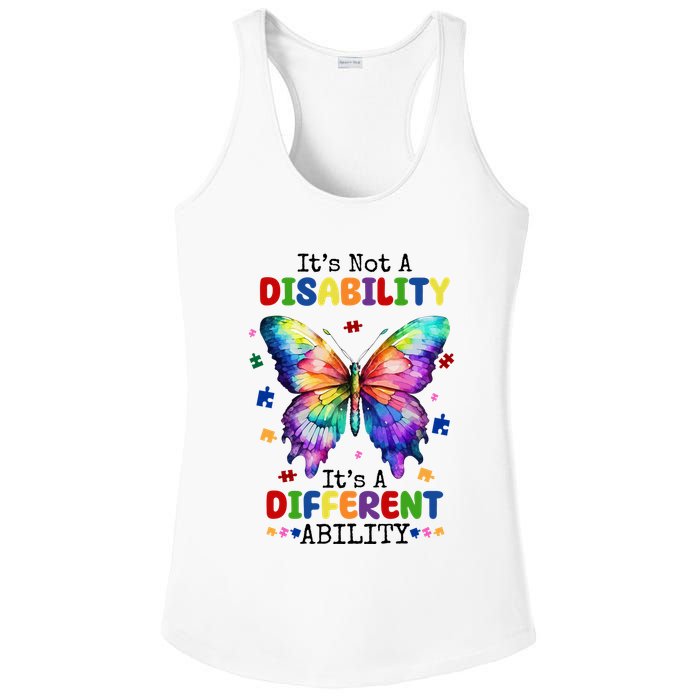 Its Not A Disability Its A Different Ability Autism Butterfly Ladies PosiCharge Competitor Racerback Tank