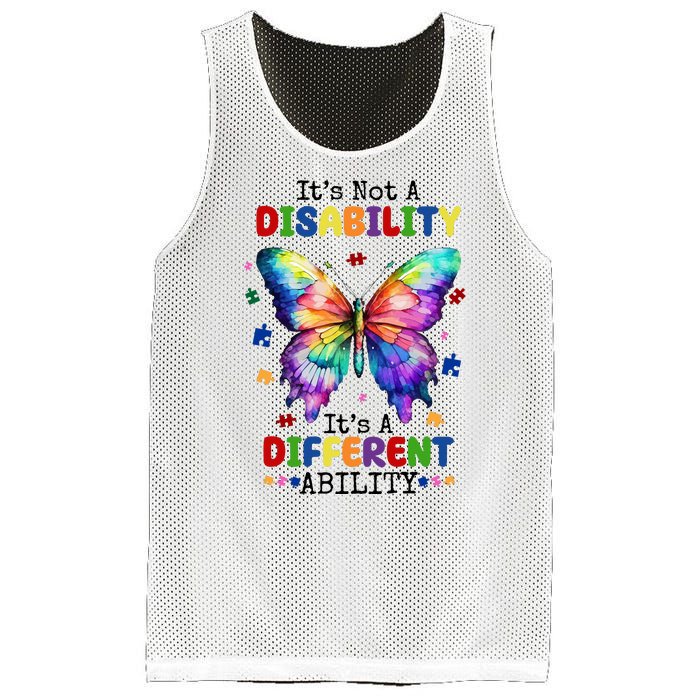 Its Not A Disability Its A Different Ability Autism Butterfly Mesh Reversible Basketball Jersey Tank