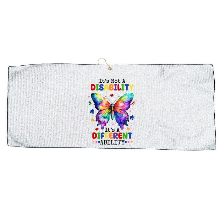 Its Not A Disability Its A Different Ability Autism Butterfly Large Microfiber Waffle Golf Towel