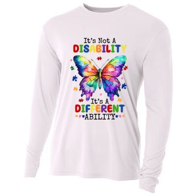 Its Not A Disability Its A Different Ability Autism Butterfly Cooling Performance Long Sleeve Crew