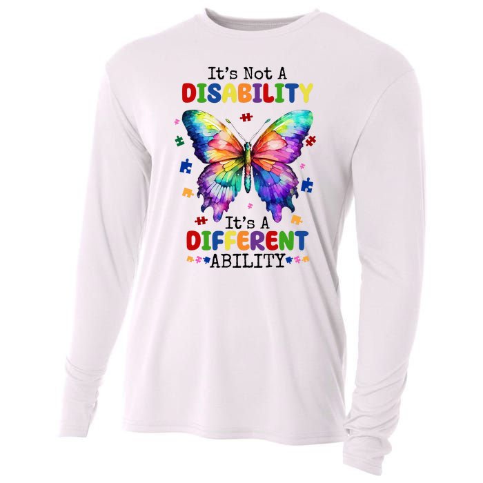 Its Not A Disability Its A Different Ability Autism Butterfly Cooling Performance Long Sleeve Crew