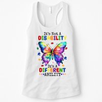 Its Not A Disability Its A Different Ability Autism Butterfly Womens Tank Top