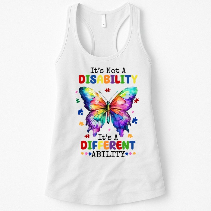 Its Not A Disability Its A Different Ability Autism Butterfly Womens Tank Top