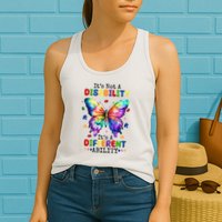 Its Not A Disability Its A Different Ability Autism Butterfly Womens Tank Top