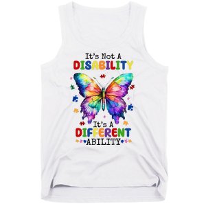 Its Not A Disability Its A Different Ability Autism Butterfly Tank Top