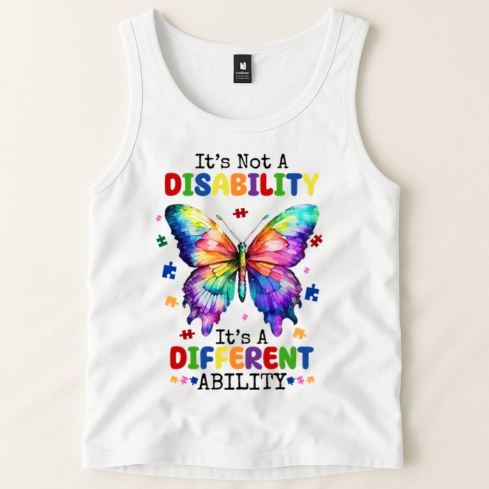 Its Not A Disability Its A Different Ability Autism Butterfly Tank Top