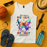 Its Not A Disability Its A Different Ability Autism Butterfly Tank Top