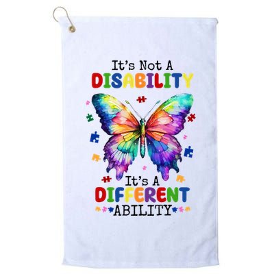 Its Not A Disability Its A Different Ability Autism Butterfly Golf Towel