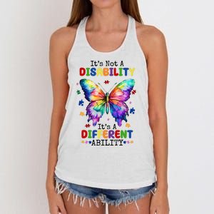 Its Not A Disability Its A Different Ability Autism Butterfly Women's Knotted Racerback Tank