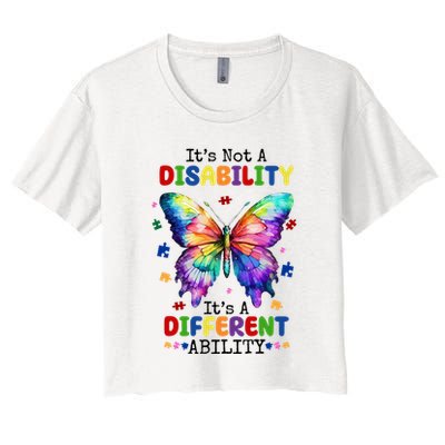 Its Not A Disability Its A Different Ability Autism Butterfly Crop Top