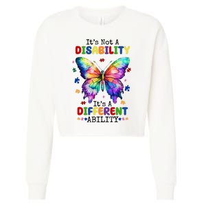 Its Not A Disability Its A Different Ability Autism Butterfly Cropped Pullover Crew