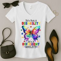 Its Not A Disability Its A Different Ability Autism Butterfly Women's V-Neck T-Shirt