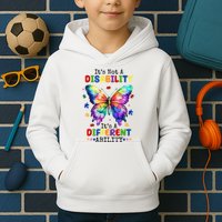 Its Not A Disability Its A Different Ability Autism Butterfly Kids Hoodie