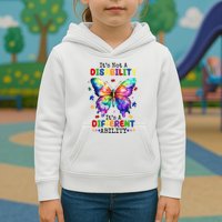 Its Not A Disability Its A Different Ability Autism Butterfly Kids Hoodie