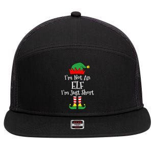 I'm Not An Elf Im Just Short Funny Christmas Matching Family  7 Panel Mesh Trucker Snapback Hat