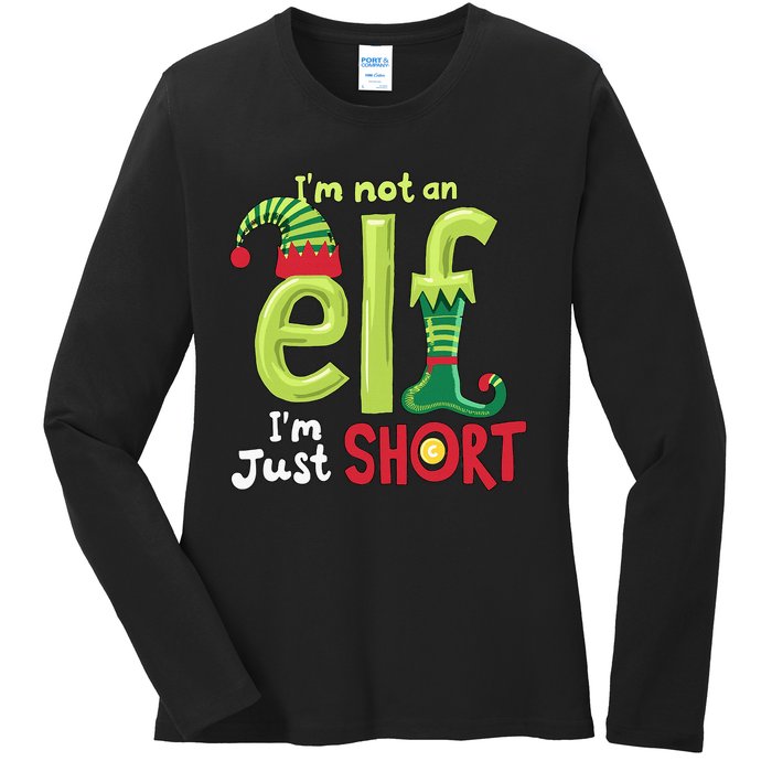 IM Not An Elf Im Just Short Funny Christmas Matching Family Ladies Long Sleeve Shirt