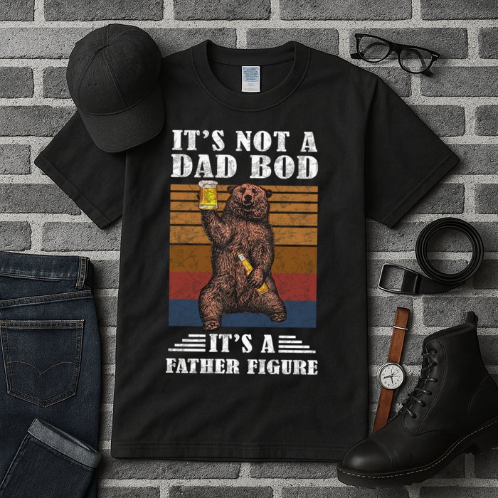 It's Not A Dad Bod It's Father Figure Funny Bear Beer Retro Tall T-Shirt