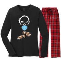 Inauguration Bernie Sanders Mittens Women's Long Sleeve Flannel Pajama Set 