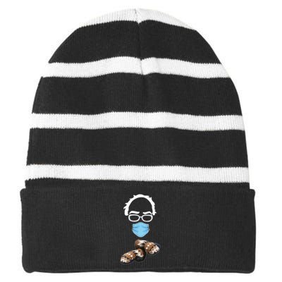 Inauguration Bernie Sanders Mittens Striped Beanie with Solid Band