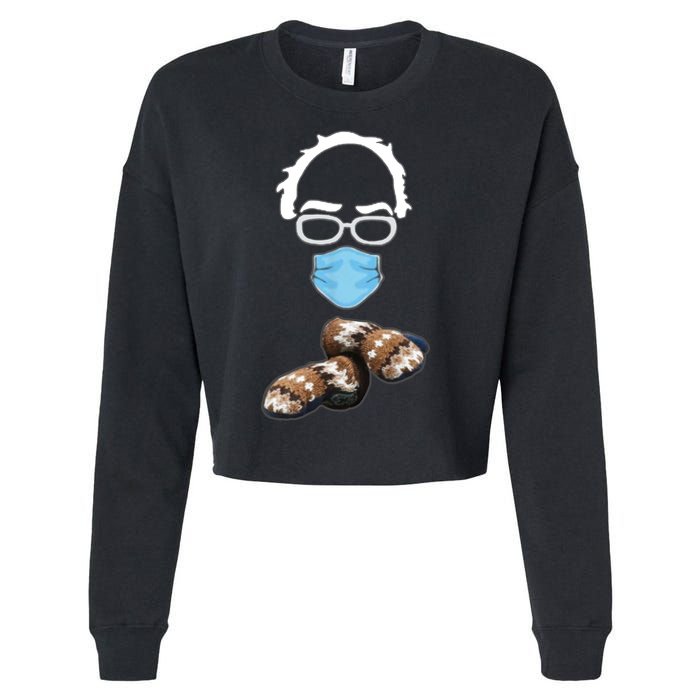 Inauguration Bernie Sanders Mittens Cropped Pullover Crew